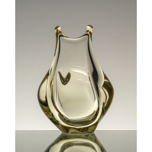 Vase, lemon-colored art glass, designed by M. Klinger, ZBS, Czechoslovakia.