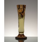 Figurative vase, artistic glass in a lemon color with a hint of brown, designed by M. Klinger, ZBS, Czechoslovakia.