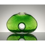 Vase with a hole, Antico-style glass, hand-formed glass.