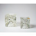 Set di candelieri “Ice Cube”, progetto di R. Junikl per Huta Rudulfova, Cecoslovacchia, 1965.