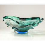 A large planter, most likely from the Chribska Glassworks, Czechoslovakia.