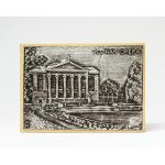 A notebook featuring an image of the Poznań Opera House, with a cover made using the metalwork technique.