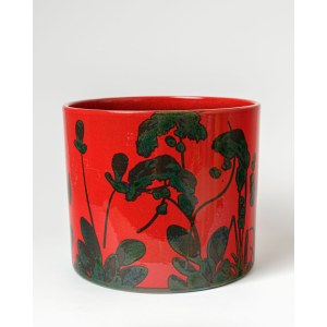 A large ceramic planter cover, beautifully decorated. Made by Manufaktura Marei, West Germany.