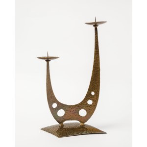 Brutalist candlestick, metalwork.
