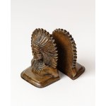 Bookends featuring images of Native Americans, cast in metal.