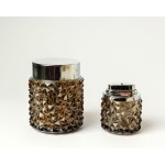 Smoking set—lighter and cigarette case made of smoked diamond glass, Erhard & Sons, Germany.