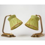 A pair of bedside lamps, pleated lampshades, brass bases, Germany, 1950s/1960s.