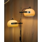 Lampada da terra, base in metallo, paralumi in plastica, anni '70.