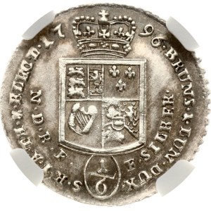 Niemcy, Brunszwik-Lüneburg-Calenberg-Hanower, 1/6 talara, 1796 r., PLM, NGC, UNC, SZCZEGÓŁY