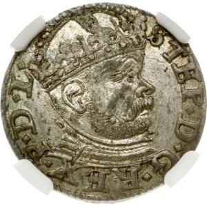 Pologne, Trojak 1586, Riga, NGC AU 58