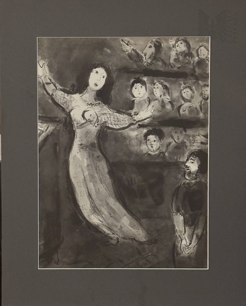 Marc Chagall (1887-1985 ), Kobieta- Cudzołożnica czyli prawo zreformowane (La Femme Adultere Ou La Loi Reformee ) z cyklu „Contes de Boccace„ ( Dekameron Boccacia) 1950
