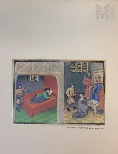 Marc Chagall (1887-1985 ), Kobieta- Cudzołożnica czyli prawo zreformowane (La Femme Adultere Ou La Loi Reformee ) z cyklu „Contes de Boccace„ ( Dekameron Boccacia) 1950