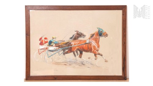 Eugene PÉCHAUBES (1890-1967), Courses de trot (Wyścigi kłusaków), 1954