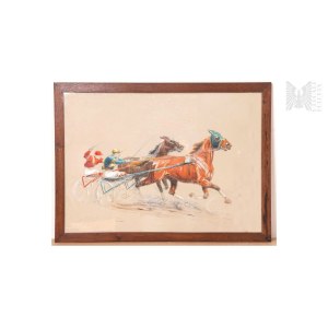 Eugene PÉCHAUBES (1890-1967), Courses de trot (Wyścigi kłusaków), 1954