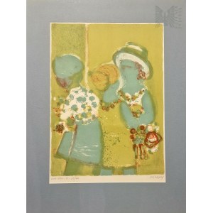Frédéric Menguy (1927-2007), Les deux amies avec des fleurs (Dwie przyjaciółki z kwiatami) 1975