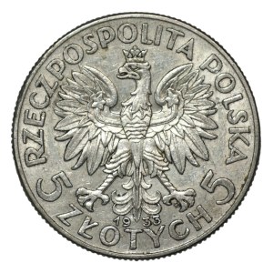 II RP, 5 złotych 1933 Głowa kobiety