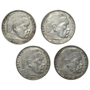 Niemcy, III Rzesza, 2 marki 1937, zestaw 4 sztuk monet