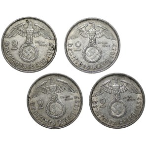 Niemcy, III Rzesza, 2 marki 1937, zestaw 4 sztuk monet