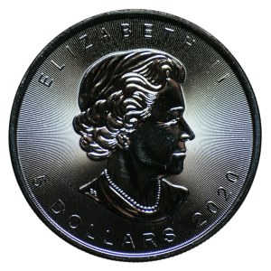 Canada, $5, 2020, Maple Leaf, 1 ounce of pure silver