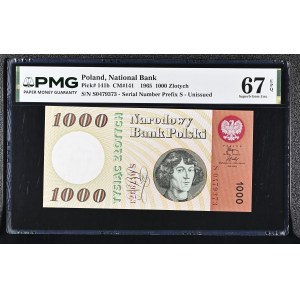 1 000 zlotých, rok 1965, série S, PMG 67 EPQ