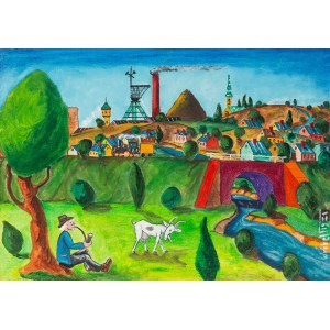 Paweł Wróbel (1913, Katowice-Szopienice–1984), A Mining Town, 1981