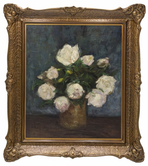 Leon KOWALSKI (1870-1937), Białe róże w wazonie