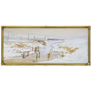 Zygmunt WIERCIAK (1881–1950), Winter Landscape with a Train in the Background