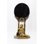 Art Nouveau mirror featuring a woman with a tambourine
