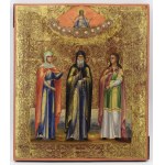 Icon - Saints Basil of the Caves, Elizabeth, and Tatiana