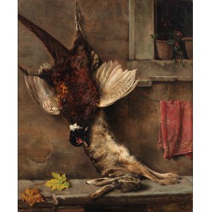 Oreste Costa (1851–1901), Hunting Scene with a Pheasant and a Hare, second half of the 19th century