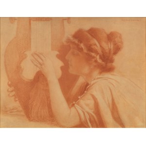 Piotr Stachiewicz (1858–1938), Woman Playing the Lyre, after 1920 (Allegory of Hearing, Chord)