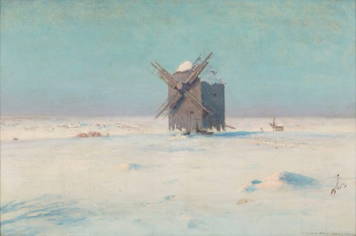 Stanisław Straszkiewicz (1870-1925), Wiatrak na śnieżnym stepie, 1924