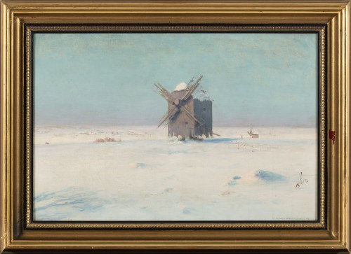 Stanisław Straszkiewicz (1870-1925), Wiatrak na śnieżnym stepie, 1924