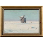 Stanisław Straszkiewicz (1870-1925), Mulino a vento nella steppa innevata, 1924