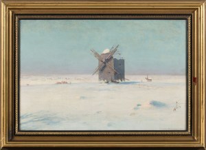 Stanisław Straszkiewicz (1870-1925), Wiatrak na śnieżnym stepie, 1924