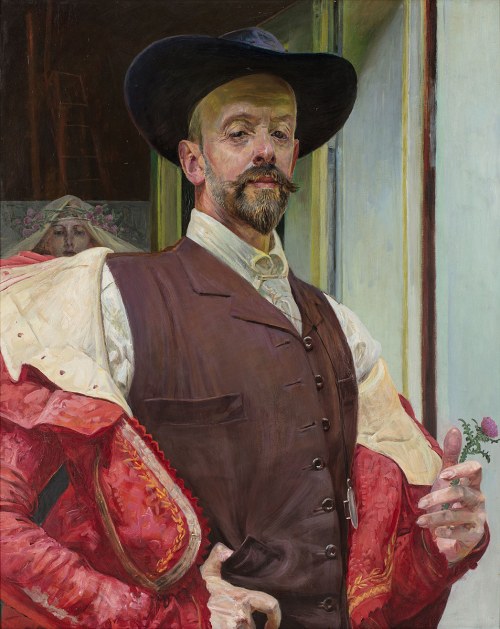 Jacek Malczewski (1854-1929), Autoportret z kwiatem ostu, 1911