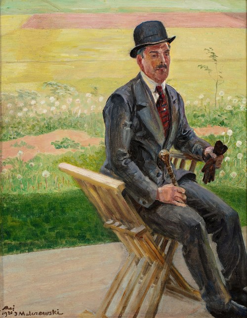 Jacek Malczewski (1854-1929), Mieczysław Gąsecki w parku, 1920
