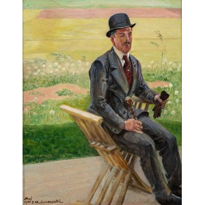 Jacek Malczewski (1854-1929), Mieczysław Gąsecki w parku, 1920
