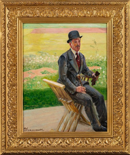 Jacek Malczewski (1854-1929), Mieczysław Gąsecki w parku, 1920