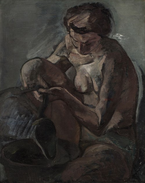Leopold Gottlieb (1879-1934), Kobieta z dzbanem, 1934 (Studium aktu)