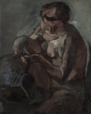 Leopold Gottlieb (1879-1934), Kobieta z dzbanem, 1934 (Studium aktu)
