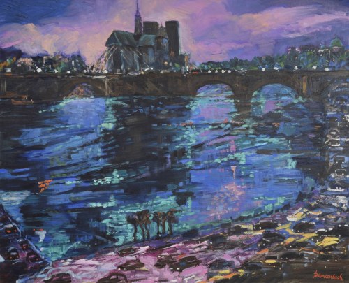 Jan SZANCENBACH (1928-1998), Pejzaż nocny z Paryża, 1989
