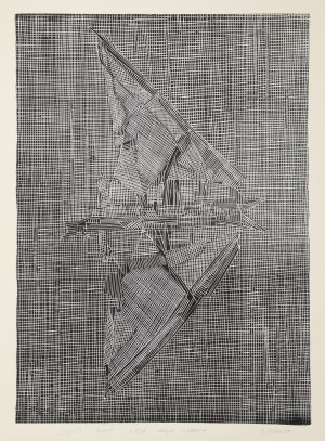 Roman OPAŁKA (1931-2011) - kompozycja, rycinę wykonał: Henryk OPAŁKA (1929-2018), Żagiel I