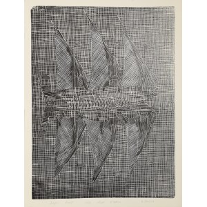 Roman OPAŁKA (1931–2011) — composition; engraving by Henryk OPAŁKA (1929–2018), *Żagiel II*