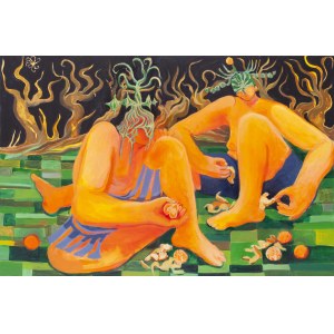 Julia Woronowicz (b. 1997), Shaman Women Peeling Mandarins from the series Slavic Myths, 2022
