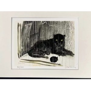 Józef Wilkoń (b. 1930), Black Panther, ink print, edition 20 of 100