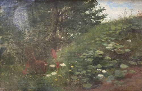 BRZOZOWSKI FELIKS - KRAJOBRAZ Z SARNĄ 1860