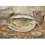 EFRAIM AND MENASHE SILK BAG - STILL LIFE WITH A FISH, ca. 1930