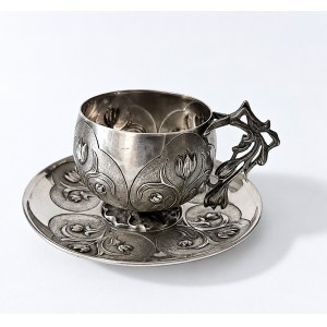 Unique Art Nouveau Cup and Saucer - Art Nouveau (Eugene Lefebvre)