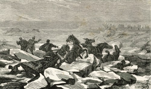 Juliusz KOSSAK (1824-1899), Katastrofa podczas przeprawy przez Niemen do Malinek - do narzeczonej Pana Mohorta